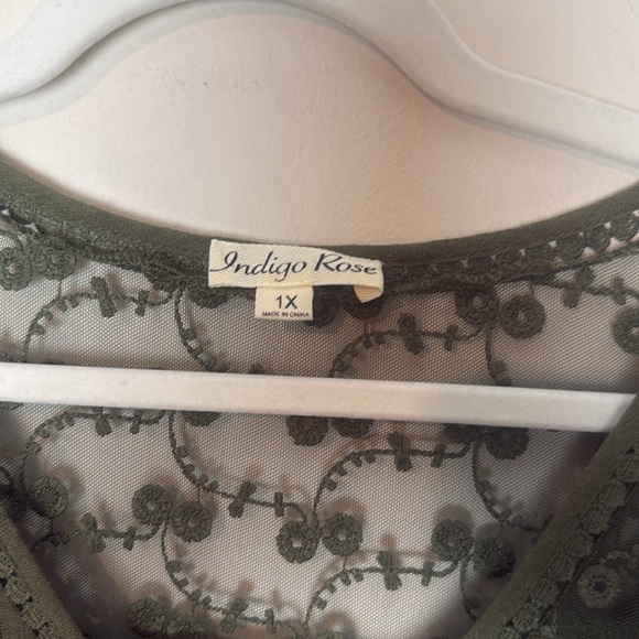 Indigo Rose Dark Army Green Dress with Floral Lace Detail Size 1X - Picture 2 of 6